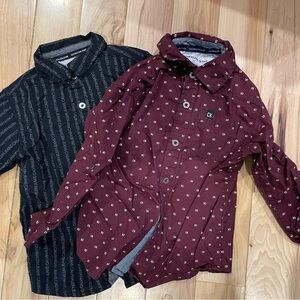 Calvin Klein Kids' Black and Burgundy Button Down Shirts